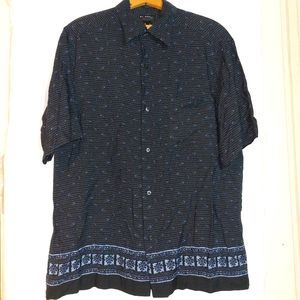 Axcess Men's Blue Print Shirt Size L Vintage